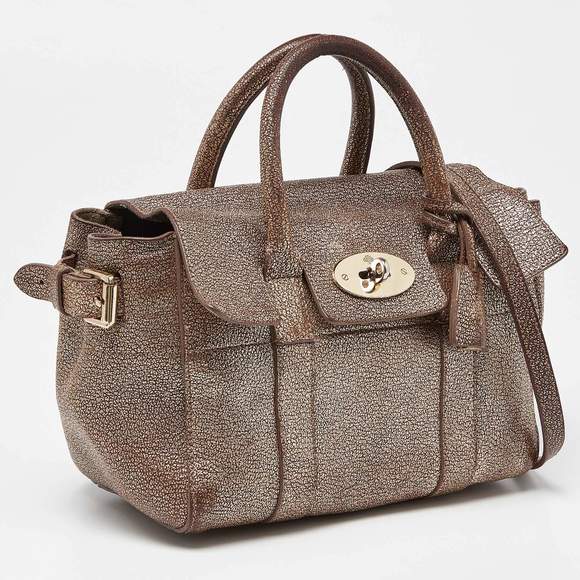 Mulberry Metallic Brown Leather Mini Bayswater Satchel - Picture 4 of 9